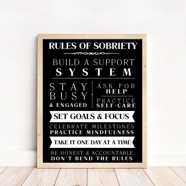 Sober Support Rules Of Sobriety Black Motivational Poster (Creator Uploaded)