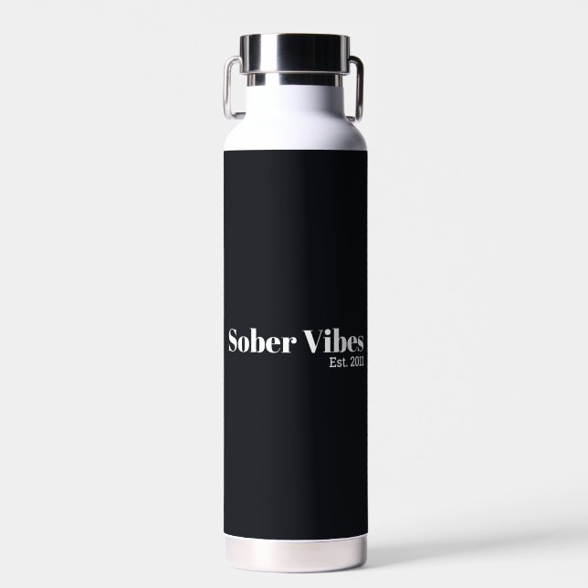 Sober Vibes Est. Sobriety Date Water Bottle (Front)
