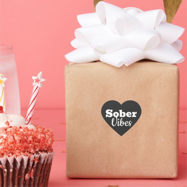 Sober Vibes – Motivational Sobriety Recovery Gift Heart Sticker (Party)