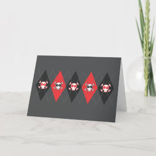 Sobieski Skull Argyle (Grey) Greeting Card