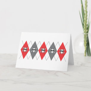 Sobieski Skull Argyle White Greeting Card