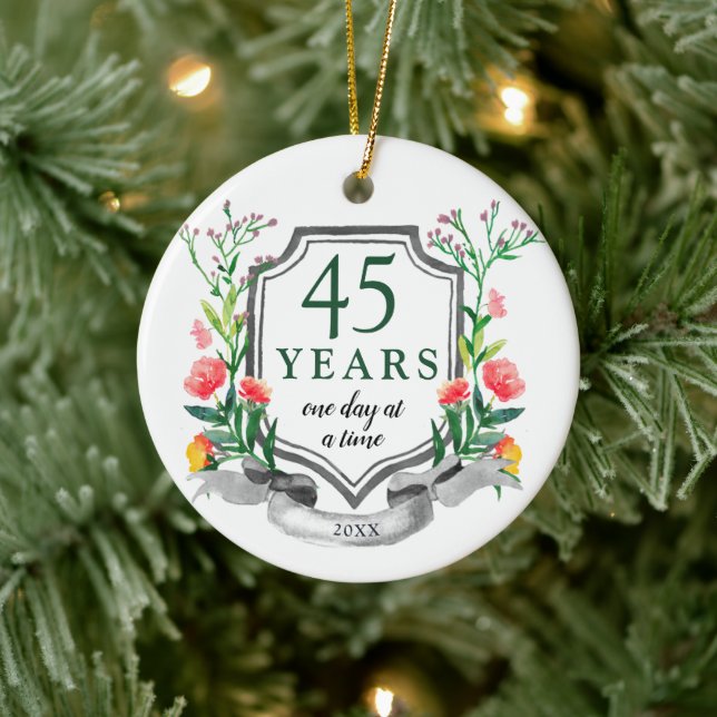 Sobriety Anniversary Personalised 45 Years Clean Ceramic Tree Decoration (Tree)
