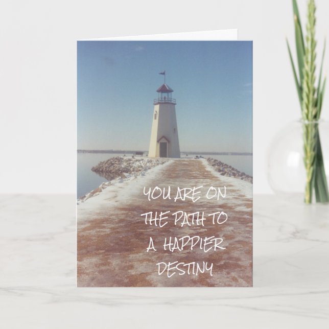 Sobriety Birthday Recovery Lighthouse Photography Card (Front)