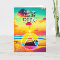 Sobriety Can Be FUN AA Slogan Beach at Sunrise Car