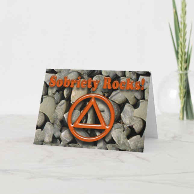 SOBRIETY ROCKS Sober Recovery Greeting Card (Front)