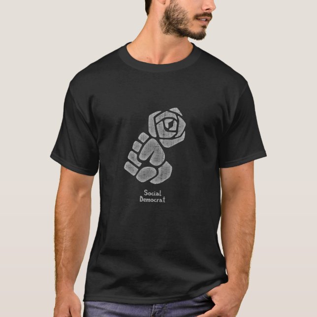 Soc Dem Rose Fist T-Shirt (Front)