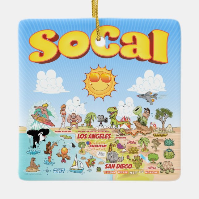 SoCal Cute Ceramic Ornament (Front)