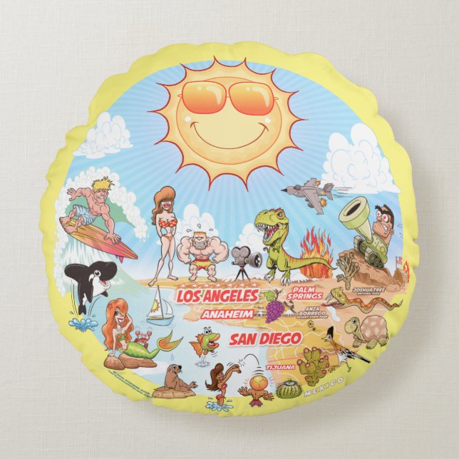 SoCal Poufs Round Pillow (Front)