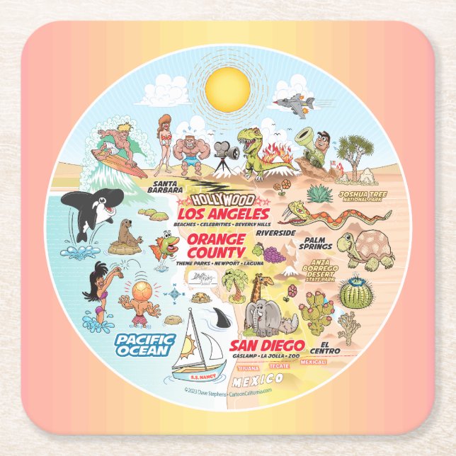 SoCal Square Paper Coaster (Front)