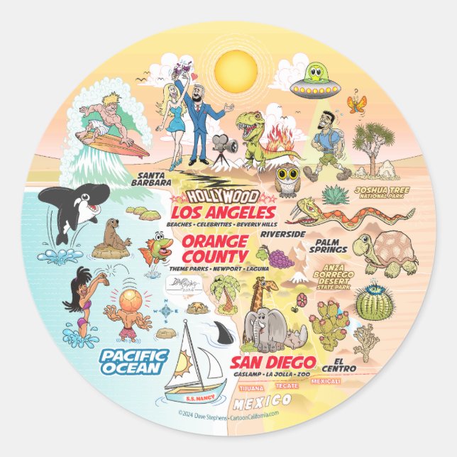 SoCal Sunset Classic Round Sticker (Front)