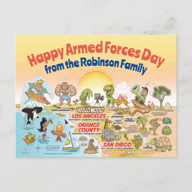 SoCal Sunset Custom Armed Forces Day Postcard (Front)