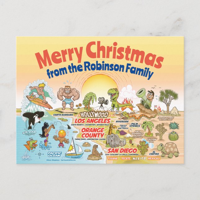 SoCal Sunset Custom Christmas Postcard (Front)