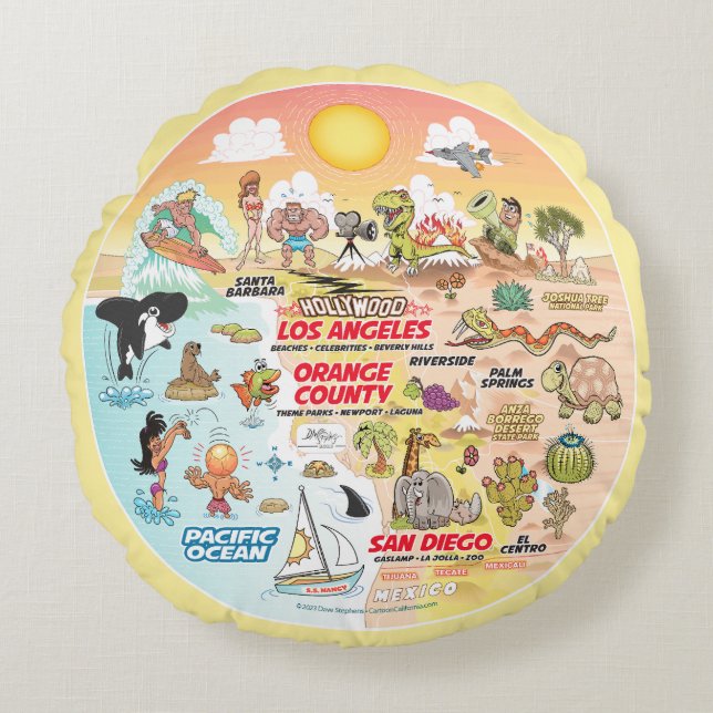 SoCal Sunset Round Cushion (Front)