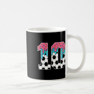 Soccer 10 Year Old Ice Cream Drip Youth 10th Birth Coffee Mug