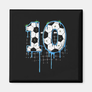 Soccer 10 Year Old Ice Cream Drip Youth 10th Birth Magnet