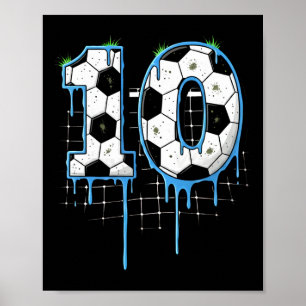 Soccer 10 Year Old Ice Cream Drip Youth 10th Birth Poster