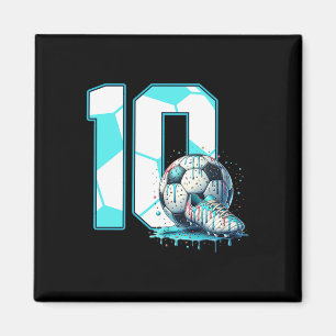 Soccer 10th Birthday 10 Year Old Ice Cream Drip Bd Magnet