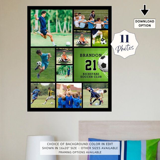 Soccer 11 Photo Collage Personalised Poster (Creator Uploaded)