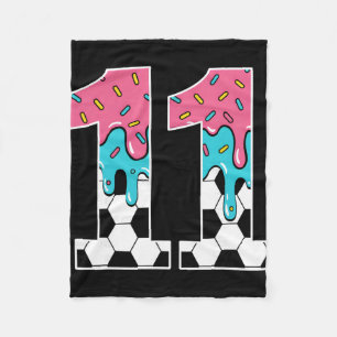 Soccer 11 Year Old Ice Cream Drip Youth 11th Birth Fleece Blanket