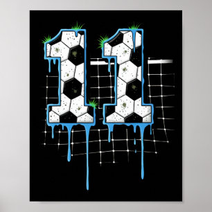 Soccer 11 Year Old Ice Cream Drip Youth 11th Birth Poster