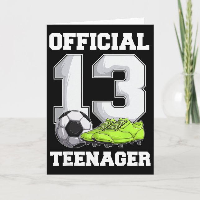 Soccer 13 Year Old Birthday Boy Shirt, Official Te Card (Front)