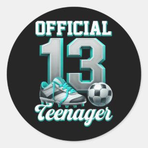 Soccer 13 Year Old Birthday Boy Thirteen Official  Classic Round Sticker