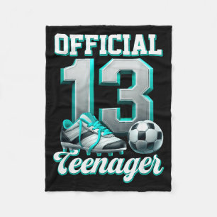 Soccer 13 Year Old Birthday Boy Thirteen Teenager Fleece Blanket