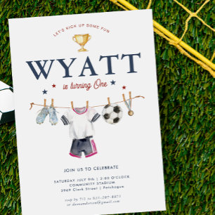 Soccer 1st Birthday   Futbol Football Birthday Invitation