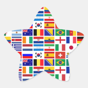 SOCCER 2014 flags pattern Star Sticker