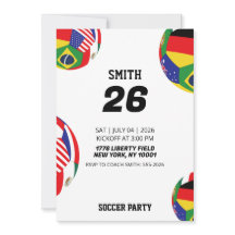 Soccer 2026 Global Flags Birthday Party Invite