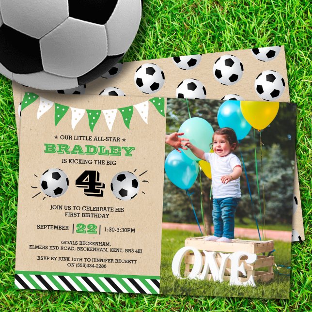 Soccer 4th Birthday Photo Invitation (Creator Uploaded)
