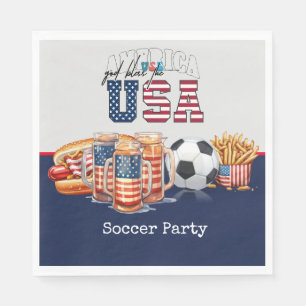 Soccer 4th July Independence Day America Napkin