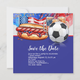 Soccer 4th July Independence Day America Save The Date