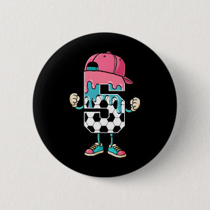 Soccer 5 Year Old Ice Cream Drip Youth 5th Birthda 6 Cm Round Badge