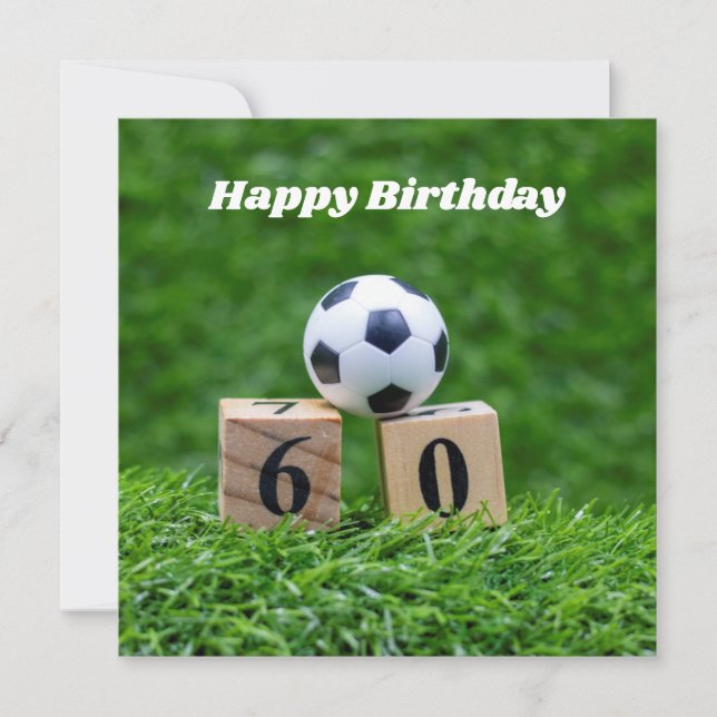 Soccer 60th Birthday with ball and number on green Card (Front)