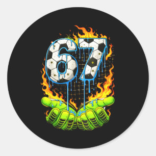 Soccer 67 Kids Ice Cream Drip Funny Six Seven Hand Classic Round Sticker