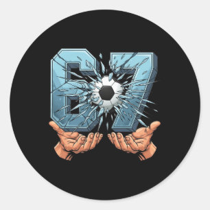 Soccer 67 Six Seven Funny Gen Alpha Meme  Classic Round Sticker