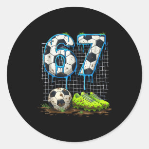 Soccer 67 six seven funny gen alpha meme drip classic round sticker