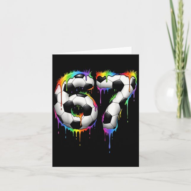 Soccer 67 Six Seven Funny Gen Alpha Meme Rainbow D Card (Front)