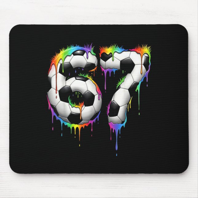 Soccer 67 Six Seven Funny Gen Alpha Meme Rainbow D Mouse Pad (Front)