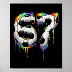 Soccer 67 Six Seven Funny Gen Alpha Meme Rainbow D Poster