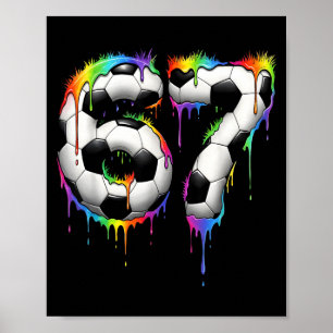 Soccer 67 Six Seven Funny Gen Alpha Meme Rainbow D Poster