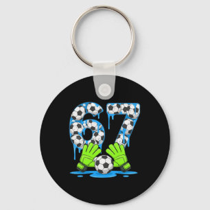 Soccer 67 Six Seven Gen Alpha Meme Drip 67 Ice Cre Key Ring