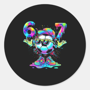 Soccer 6 7 Meme Sungles Cool Vibes Colorful Funny Classic Round Sticker