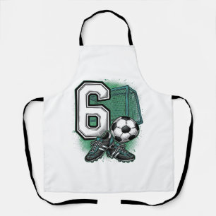 Soccer 6th Birthday Vintage Engraving Shirt Design Apron