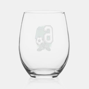Soccer 6th Birthday Vintage Engraving Shirt Design Stemless Wine Glass