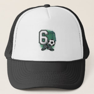 Soccer 6th Birthday Vintage Engraving Shirt Design Trucker Hat