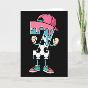 Soccer 7 Year Old Ice Cream Drip Youth 7th Birthda Card