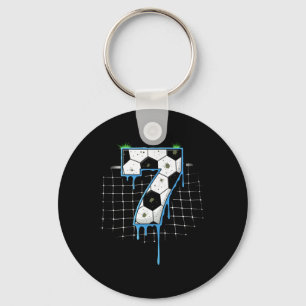 Soccer 7 Year Old Ice Cream Drip Youth 7th Birthda Key Ring