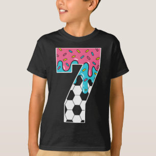 Soccer 7 Year Old Ice Cream Drip Youth 7th Birthda T-Shirt